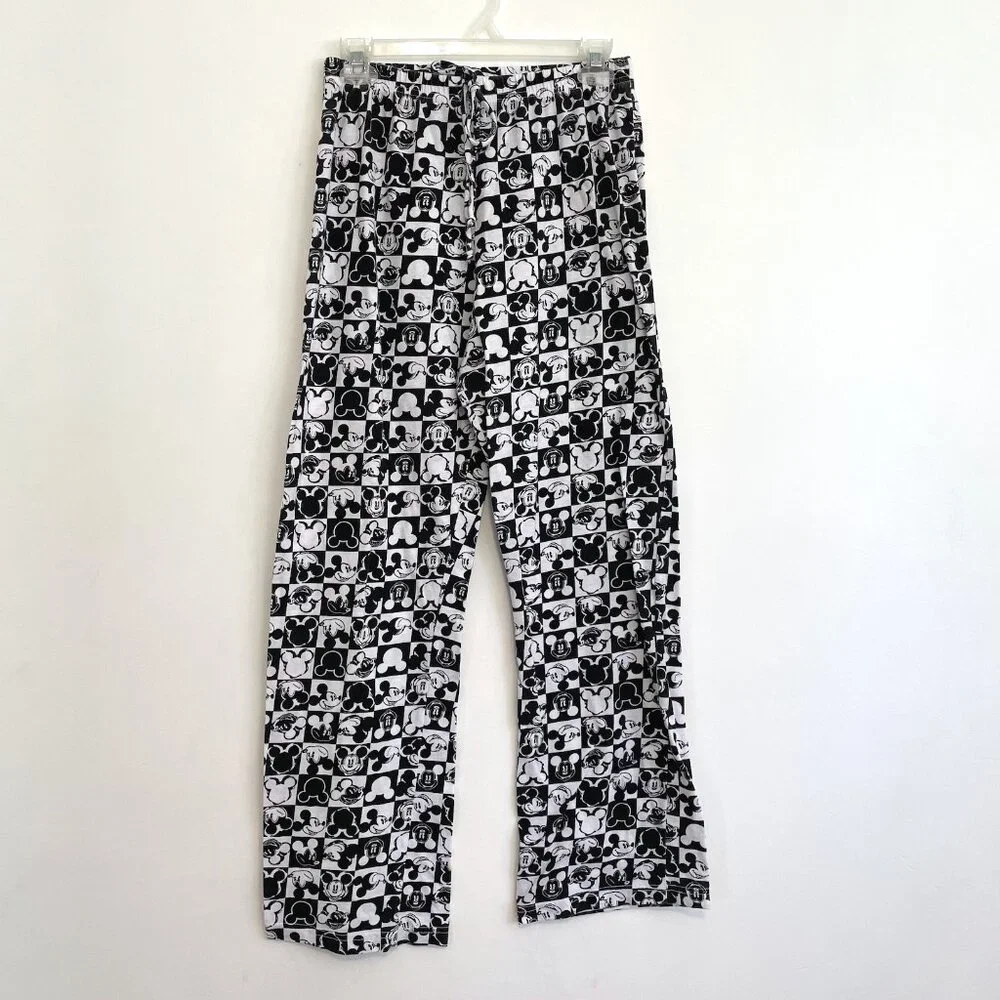 DISNEY x JERRY LEIGH Mickey Mouse Checker Print Lounge Pajama Pant Checkered JRS - Picture 2 of 16
